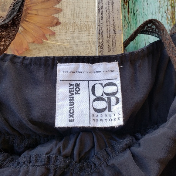 Cynthia Vincent Black Silk Lace Trim Slip Dress XS - Picture 7 of 7